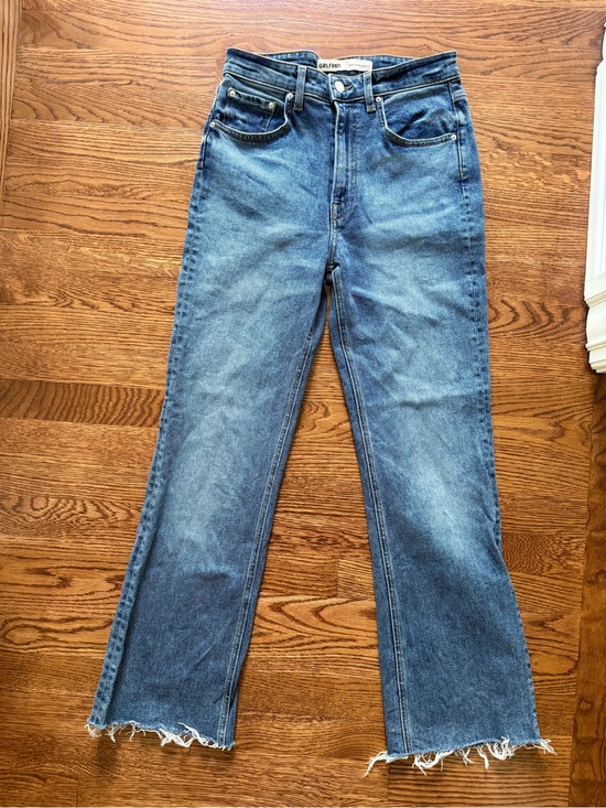 GRLFRND Denim - GRLFRND Melanie High Rise Boot Cut Blue Denim Jeans Raw Hem Casual Classic 26